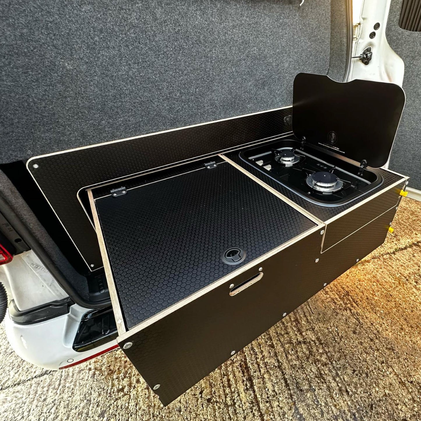 Rear Pull-Out Drawer Storage System